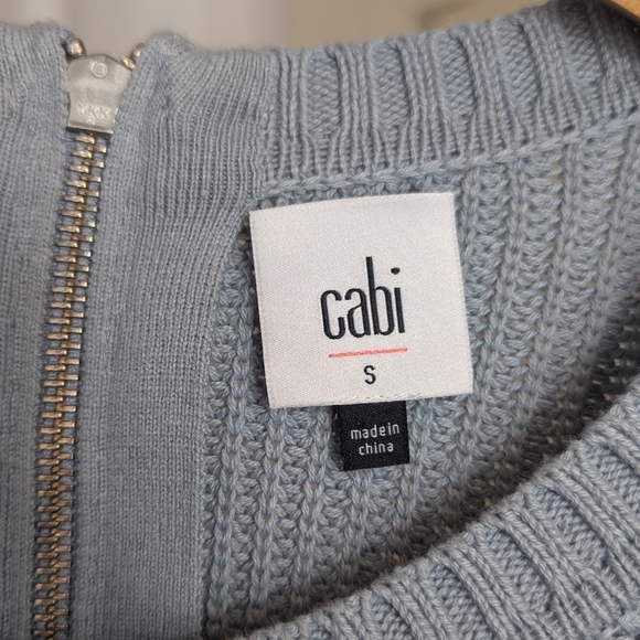 Cabi Reversible Ribbed Knit Fair Play Sweater Exposed Zipper in Baby Blue: Small - Picture 4 of 11